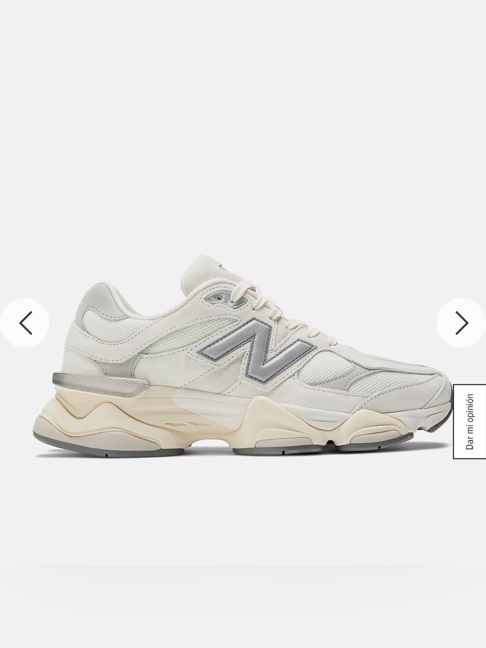 New Balance 9060 White Gray Cream Lace-Up Sneakers
